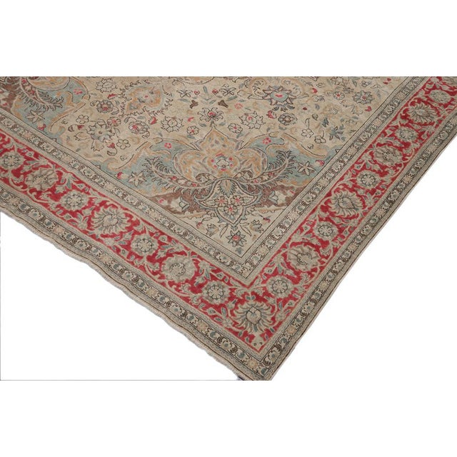 Shabby Chic Shabby Chic Vintage Beige/Red Wool Rug - 8'8'' X 11'4'' For Sale - Image 3 of 10