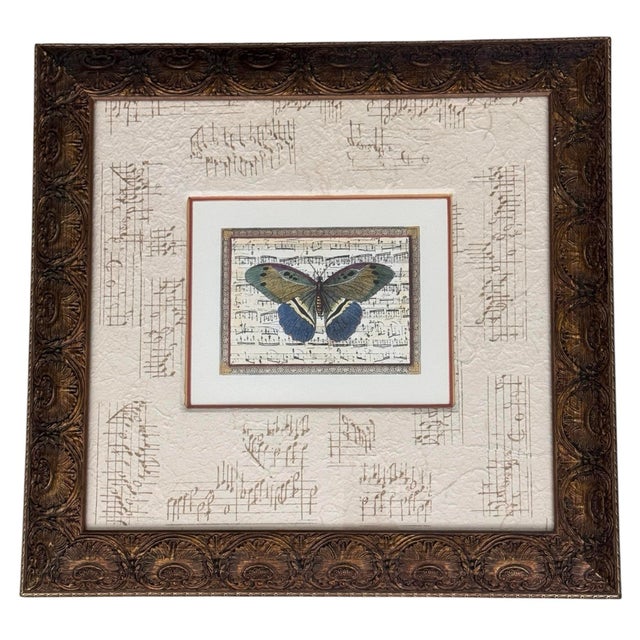 Pair of John Richard Collection Butterfly Music Sheet Framed Art For Sale - Image 9 of 12