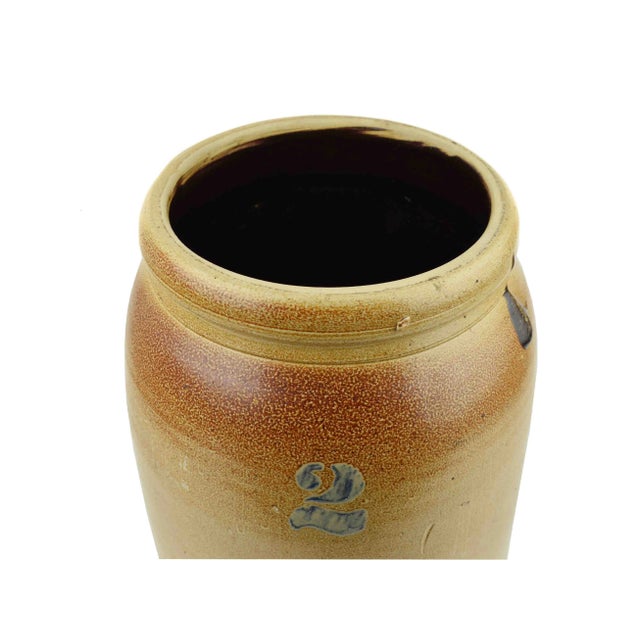 Antique Early 1900's American 2 Gallon Salt Glazed Stoneware Crock For Sale - Image 6 of 7