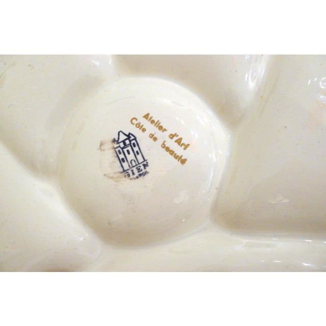 Cream Compartmented Appetizer Plate with Seaside Decoration in Earthenware from Gien, 1960 For Sale - Image 8 of 10