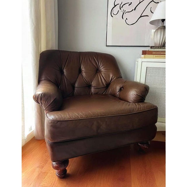 Some Chairs Fill a Space, This Pair of Vintage Classic Leather Chairs Command It. For Sale In Raleigh - Image 6 of 10