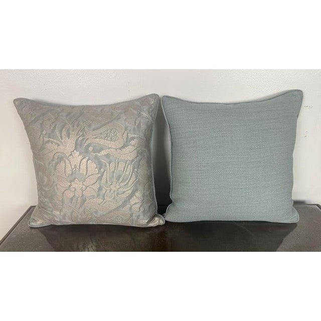 Early 21st Century Elegant Fortuny Textile Pillows in Cotton and Linen, Custom Design For Sale - Image 5 of 6