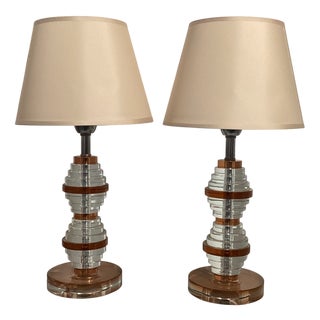 Vintage Glass Table Lamps, Italy, 1970s, Set of 2 For Sale