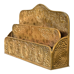 Tiffany Studios New York Zodiac Pattern Bronze Doré Letter Rack