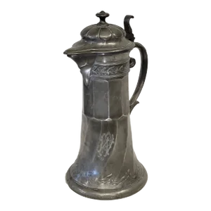 Antique Circa 1900 Art Nouveau Kayserzinn "4010" Pewter Tankard With Monogram