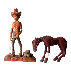 Vintage American Folk Art Cowboy and Horse