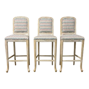Faux Reeded Bamboo Bar Stools - Set of 3