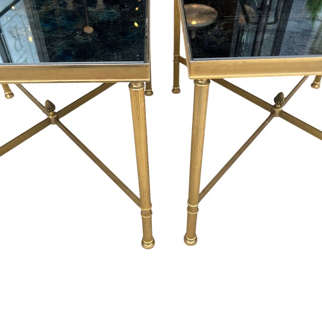 Maison Jansen 1940s Pair of Mid-Century French Brass Cocktail Tables For Sale - Image 4 of 8