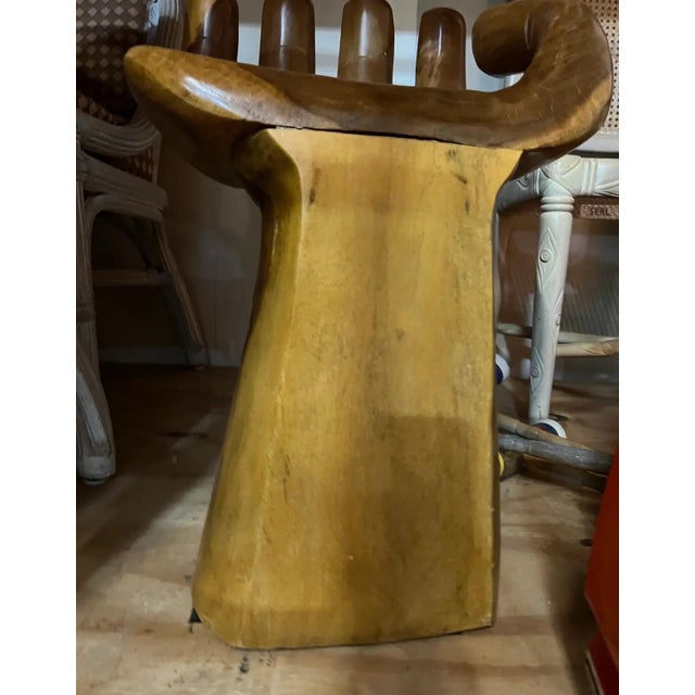 Wood Vintage Hand Carved Natural Wood Hand Chair For Sale - Image 7 of 9