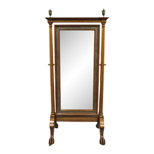 Late 20th Century Maitland-Smith French Empire Style Mahogany Paw Foot Tall Dressing Cheval Mirror