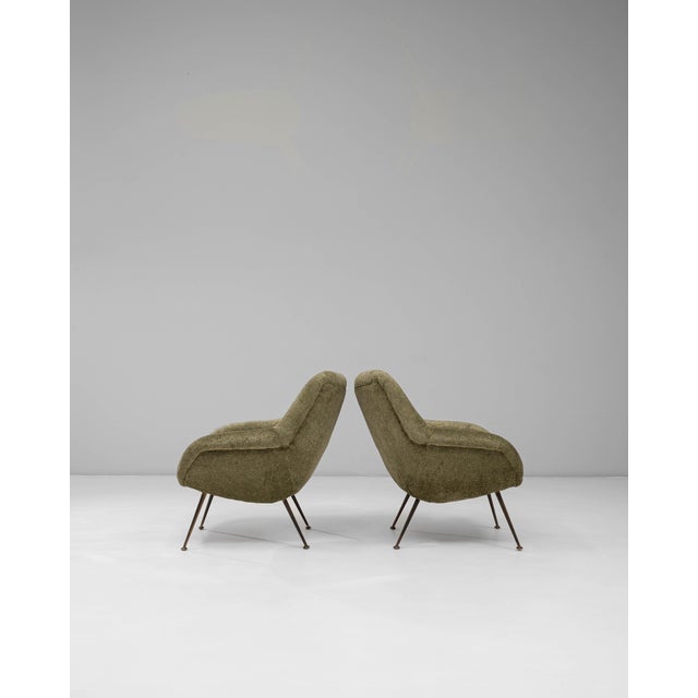 1960s French Green Art Deco Upholstered Armchairs - A Pair For Sale - Image 13 of 18