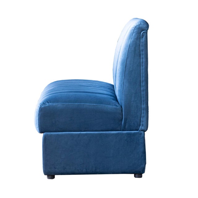 Matthew Izzo Home Estelle Navy Velvet Straight Banquette Sofa For Sale - Image 4 of 6