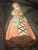 Antique Cast Iron Doorstop W Victorian Lady in Peachy Pink Colonial Attire & Sunflower Bonnet For Sale - Image 6 of 12
