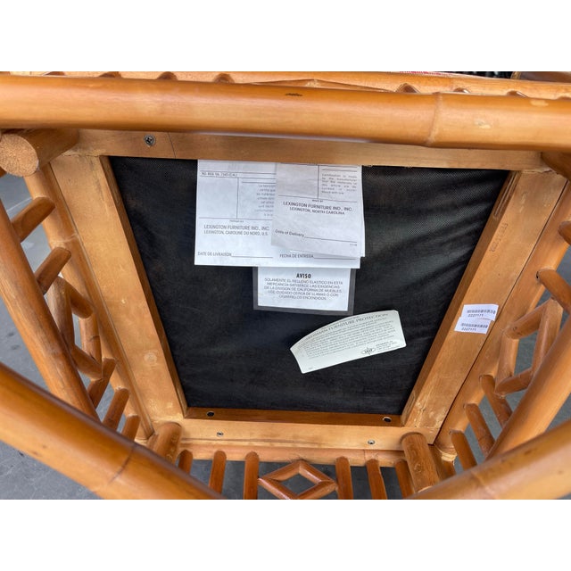 Lexington Fretwork Rattan Dining Chairs- Set of 4 | Palm Beach Regency For Sale - Image 11 of 12