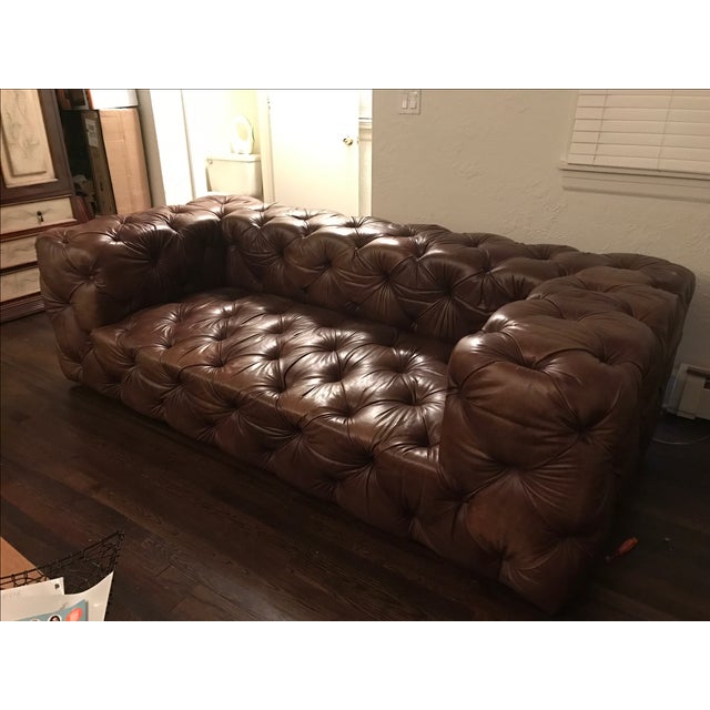 Restoration Hardware Soho Tufted Leather Sofa Chairish