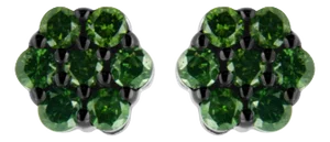 .925 Sterling Silver 2.0 Cttw Prong Set Round-Cut Treated Green Diamond Floral Cluster Stud Earring