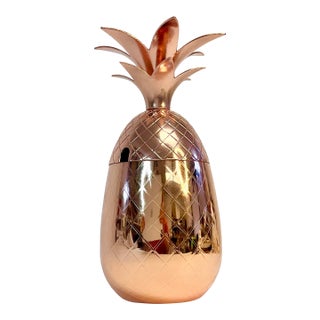 Vintage Coastal Hollywood Regency Copper Pineapple Lidded Condiment Dish. For Sale