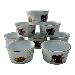 Vintage Set of 8 English Royal Worcester Evesham Gold Ramekins