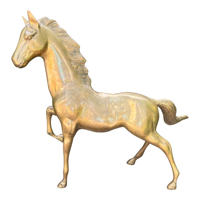 1960s Large Hollywood Regency Brass Horse Sculpture For Sale