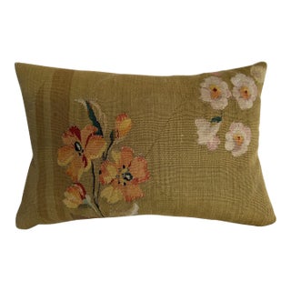 Circa 1850 French Aubusson Floral Tapestry Pillow For Sale