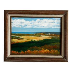 Vintage 1978 Cape Cod Massachusetts Landscape Oil Painting View From Scargo Tower