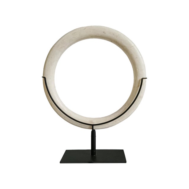 Marble Ring Sculpture on Stand, For Sale - Image 9 of 14