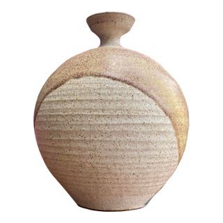 Signed Wishon Harrell Studio Pottery Vessel 1970s California Modernist Ceramic For Sale