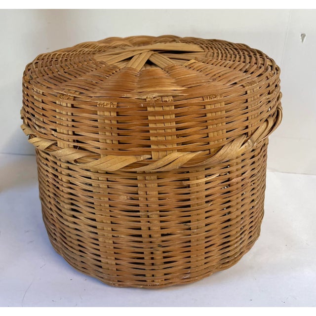 Brown Vintage Chinese Lidded Basket For Sale - Image 8 of 8
