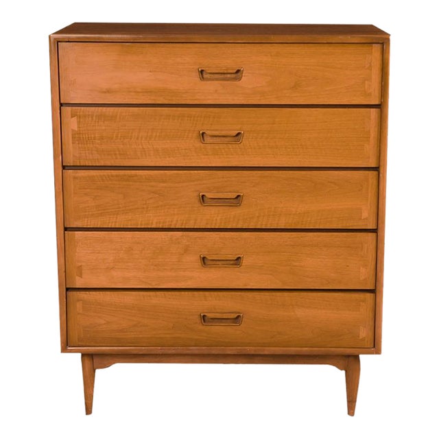 1960s Mid-Century Lane Acclaim Dovetail Walnut Tall Dresser For Sale