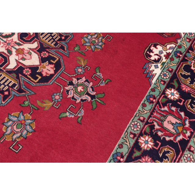 1980s Shabby Chic Persian Vintage Tabriz Red/Purple Wool Rug - 9'8'' X 13'0'' For Sale - Image 5 of 10