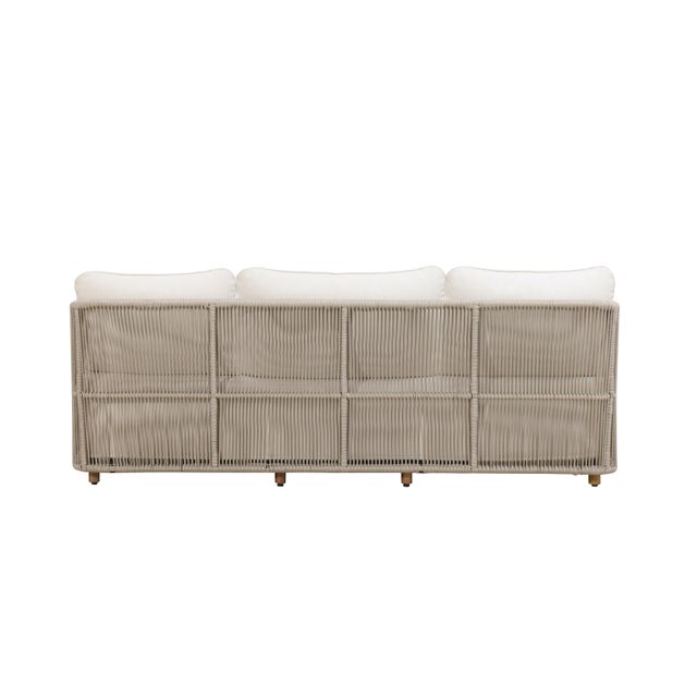 Wood Alpine Teak Wood Outdoor Sofa With Biege Rope Design For Sale - Image 7 of 12