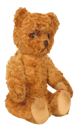 Vintage 1930's Golden Color Mohair Jointed Teddy Bear Toy Excelsior Wood Wool Stuffed Animal, Made in England