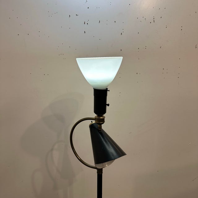 Mid 20th Century Mid Century Atomic Style Black and Brass Adjustable Double Light Floor Lamp For Sale - Image 5 of 12