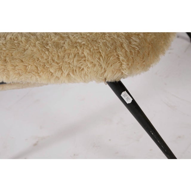 1950s Italian Organic Lounge Chair in Wool with Black Lacquered Metal Legs, 1950s For Sale - Image 5 of 6