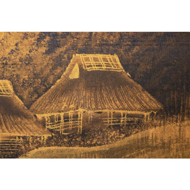 1960s Shōwa Era Japanese Monochrome Byobu Screen on Black Silk Background For Sale - Image 9 of 15