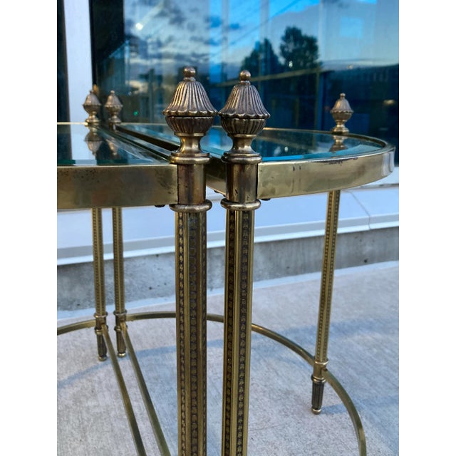 Fine Pair of French Jansen Style Demi-Lune End Tables in Maison Baguès For Sale - Image 12 of 13