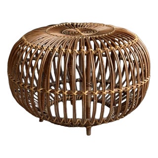 Wicker Lobster Pot Ottoman by Franco Albini, 1960s For Sale