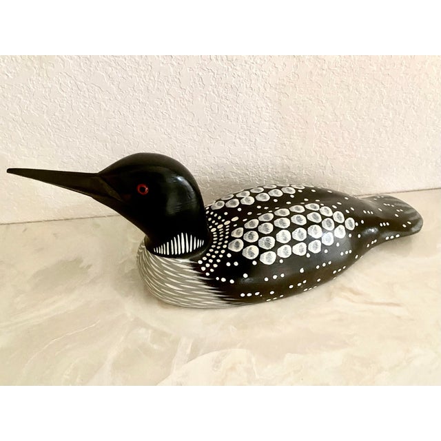 Vintage Folk Art Statue Loon L. L. Bean Carved Wood Vintage Stunningly Exquisite Waterfowl Wooden Decorative Decoy Folk Art Statue Mint Condition For Sale - Image 9 of 18