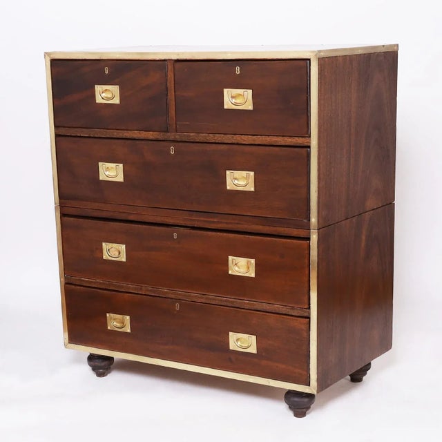 Antique Pair of English Campaign Chests For Sale - Image 4 of 11