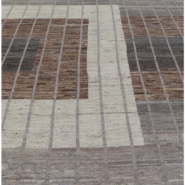 Earth-Toned Textural Elegance Rug by Keivan Woven Arts Architectural Modern Rug in Earth Tones with Distressed Texture....