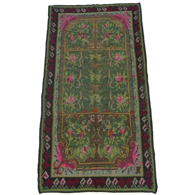 19th Century Antique Bessarabian Floral Rug 9'6'' X 4'10'' For Sale - Image 5 of 5