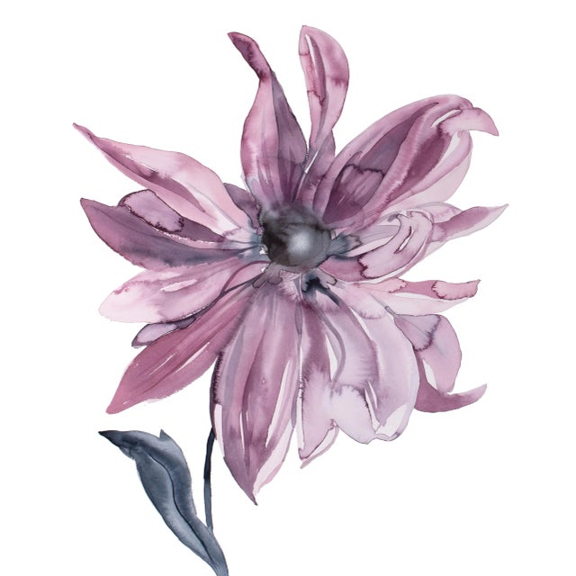 "Dahlia" Contemporary Original Botanical Flower Watercolor Painting by Elizabeth Becker For Sale