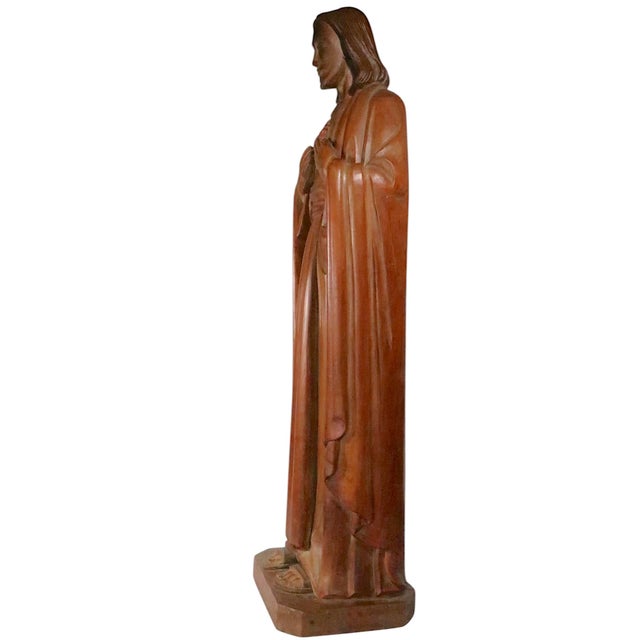 Folk Art Vintage Carved Wood Jesus Dated '69 For Sale - Image 3 of 16