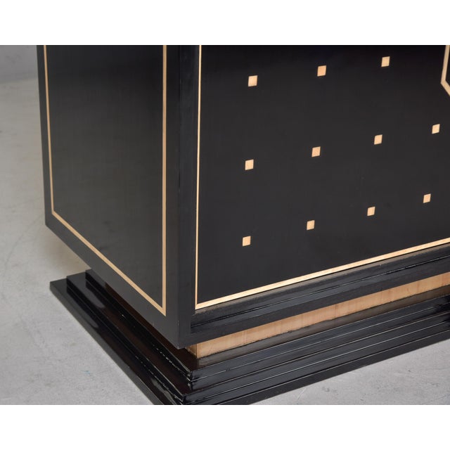 Italian 1980s Deco Inspired Black and Birch Cabinet For Sale - Image 11 of 12