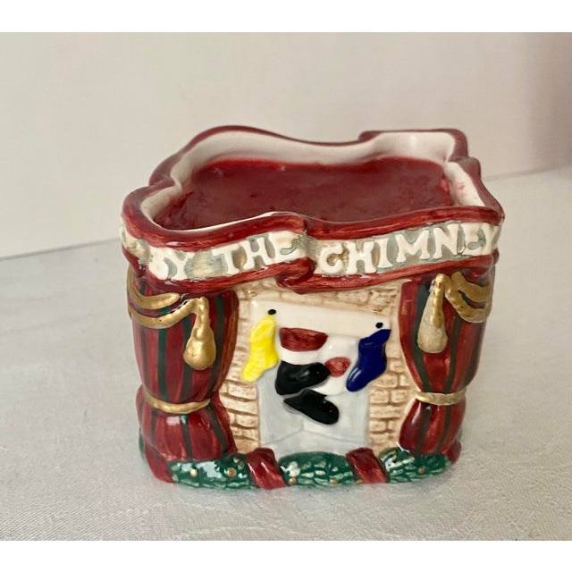 Late 20th Century Vintage Fitz and Floyd "The Night Before Christmas" Scented Candle in Hand-Painted Ceramic For Sale - Image 5 of 15