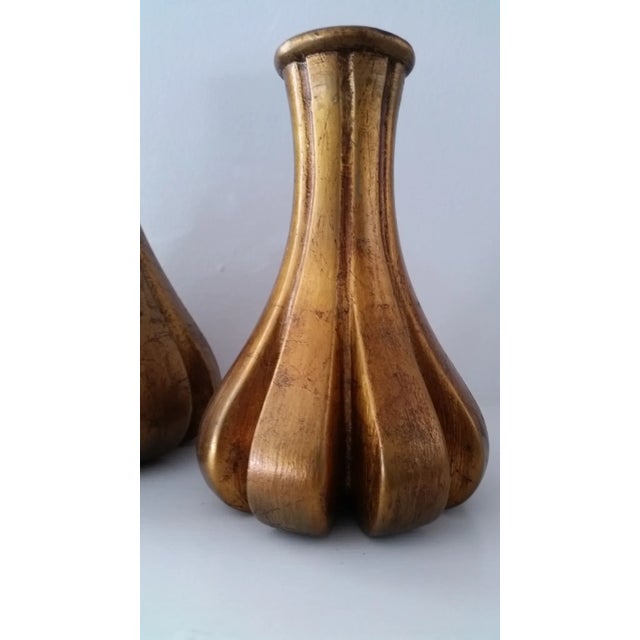 Mid-Century Modern Gold Decorative Vases - a Pair For Sale - Image 4 of 5