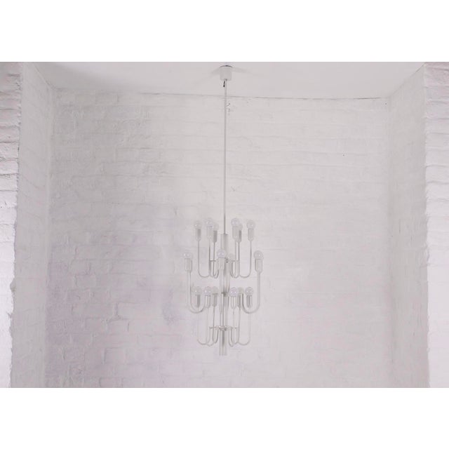 Large White Candlestick Chandelier, 1970 For Sale - Image 6 of 6