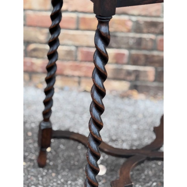Antique English Barley Twist Side Table For Sale - Image 4 of 12