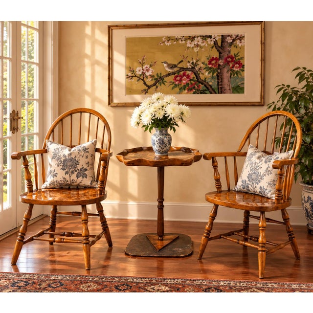 1980s Tiger Maple Set of Four Windsor Chairs With Beautiful Patina For Sale - Image 10 of 10