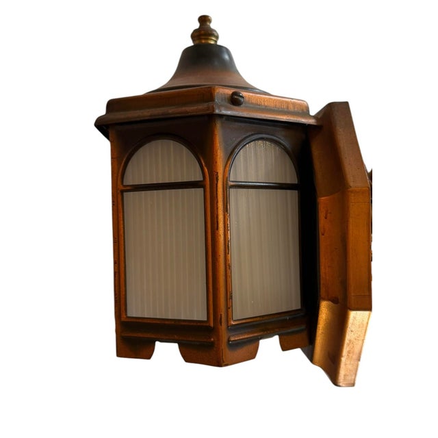 Copper Mid 20th Century Weathered Brass and Copper Pair of Porch Lights - a Pair For Sale - Image 8 of 14